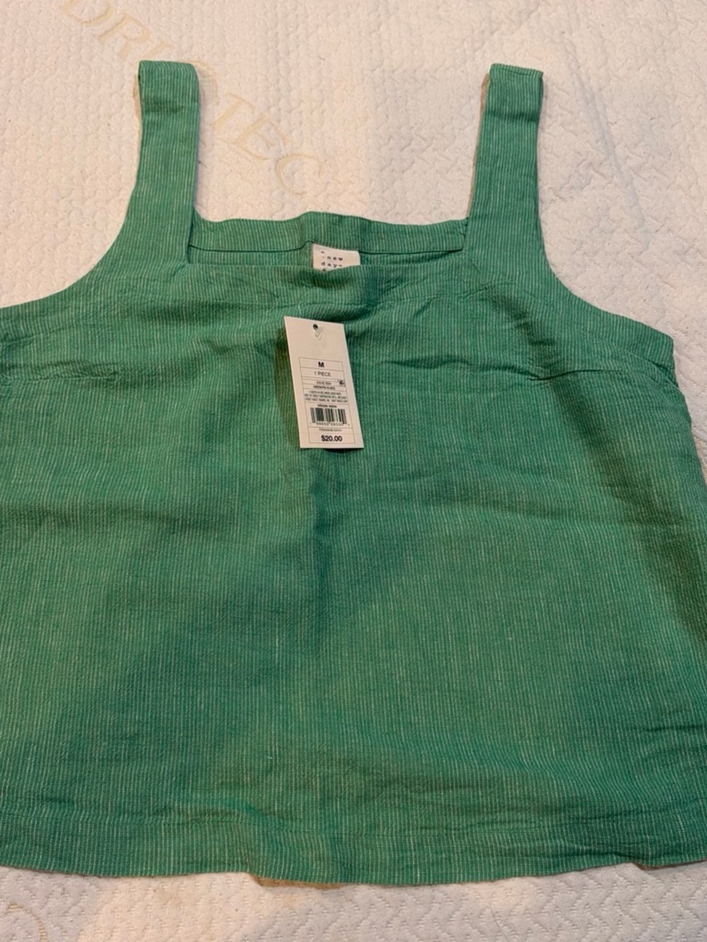 a new day Green Ribbed Square-Neck Tank Top
